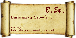 Baranszky Szovát névjegykártya
